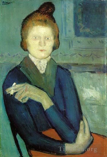 Pablo Picasso Andere Malerei - Femme a la Cigarette 1901