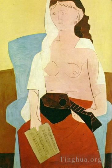 Pablo Picasso Andere Malerei - Femme a la Mandoline 1909