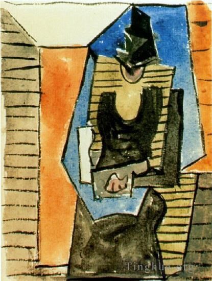 Pablo Picasso Andere Malerei - Femme assise au chapeau plat 1945