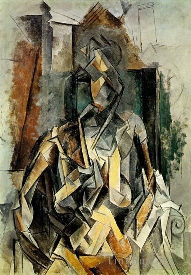 Pablo Picasso Andere Malerei - Frau unterstützt auf einem Sofa, 1916