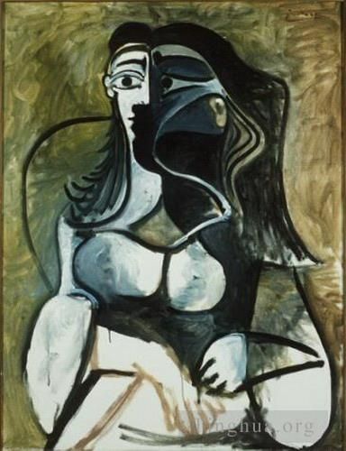Pablo Picasso Andere Malerei - Frau unterstützt auf einem Sofa, 1917