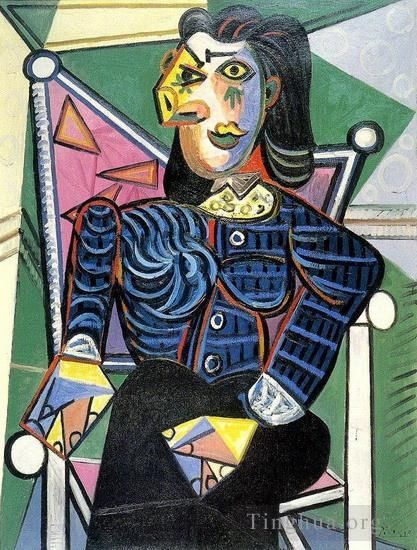 Pablo Picasso Andere Malerei - Frau unterstützt auf einem Sofa, 1918