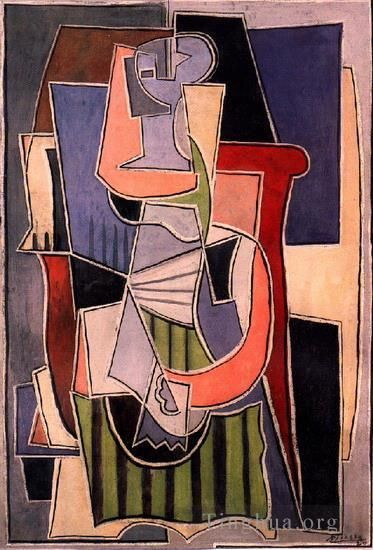 Pablo Picasso Andere Malerei - Frau unterstützt auf einem Sofa, 1922