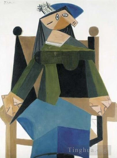 Pablo Picasso Andere Malerei - Frau hilft auf einem Stuhl, 5, 1941