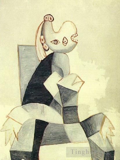 Pablo Picasso Andere Malerei - Frau unterstützt auf einem grauen Sofa, 1939