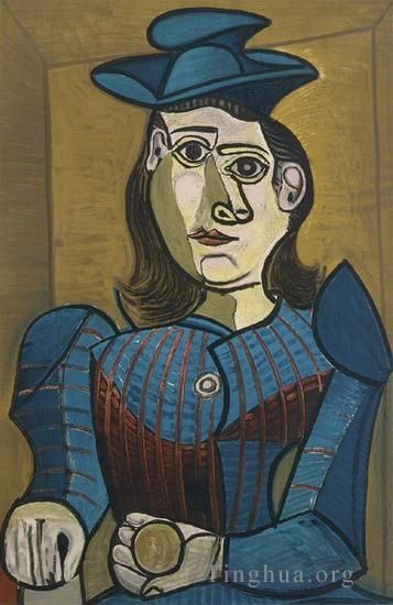 Pablo Picasso Andere Malerei - Femme au chapeau bleu 1938
