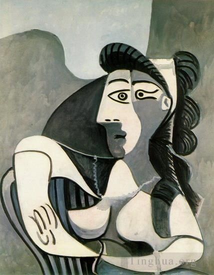 Pablo Picasso Andere Malerei - Femme dans un fauteuil Buste 1962