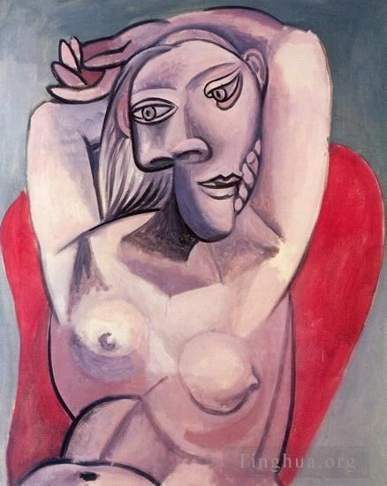 Pablo Picasso Andere Malerei - Frau auf einem roten Stuhl, 1929