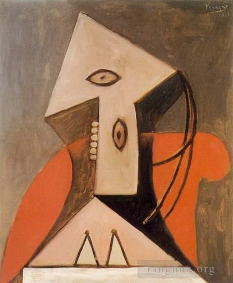 Pablo Picasso Andere Malerei - Frau auf einem roten Stuhl, 1939