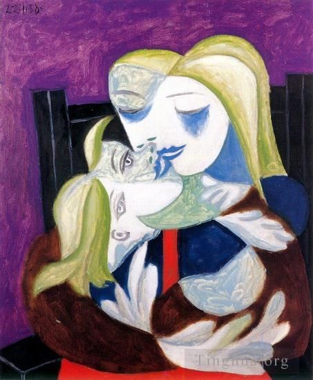 Pablo Picasso Andere Malerei - Femme et enfant Marie Therese et Maya 1938