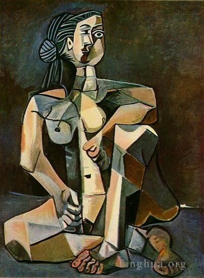 Pablo Picasso Andere Malerei - Femme nue accroupie 1956