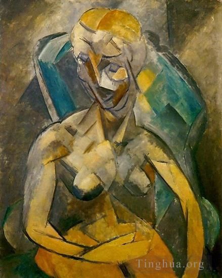 Pablo Picasso Andere Malerei - Eine neue Frau, die auf einem Sofa sitzt, 1913
