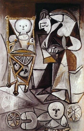 Pablo Picasso Andere Malerei - Die Frau, die ihre Kinder im Jahr 1950 begleiten wollte