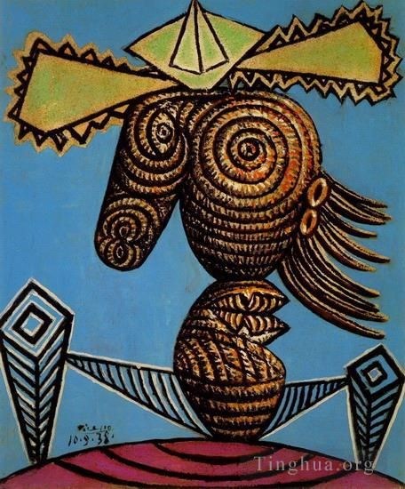 Pablo Picasso Andere Malerei - Figur feminin au chapeau assise sur une chaise 1938