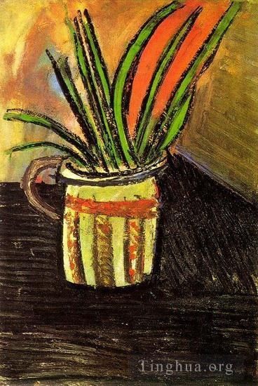 Pablo Picasso Andere Malerei - Exotische Blumenstrauß in einer Vase, 1907