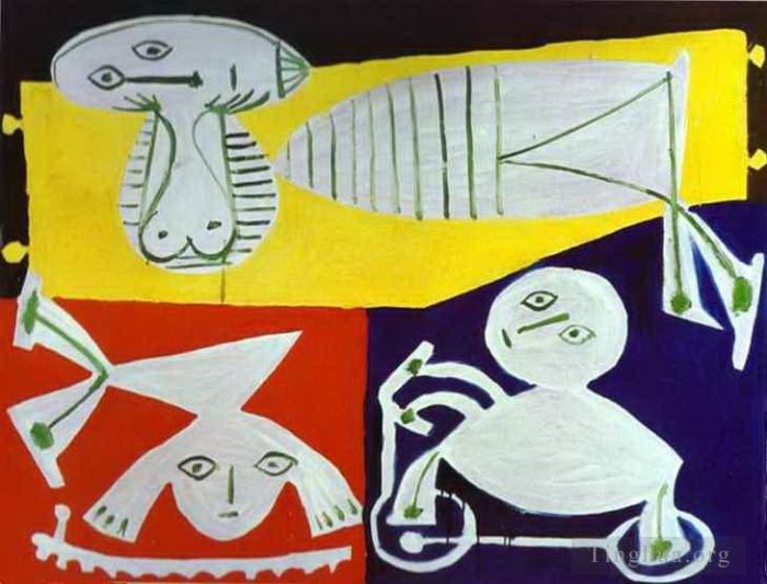 Pablo Picasso Andere Malerei - Francoise Gilot mit Claude und Paloma 1951