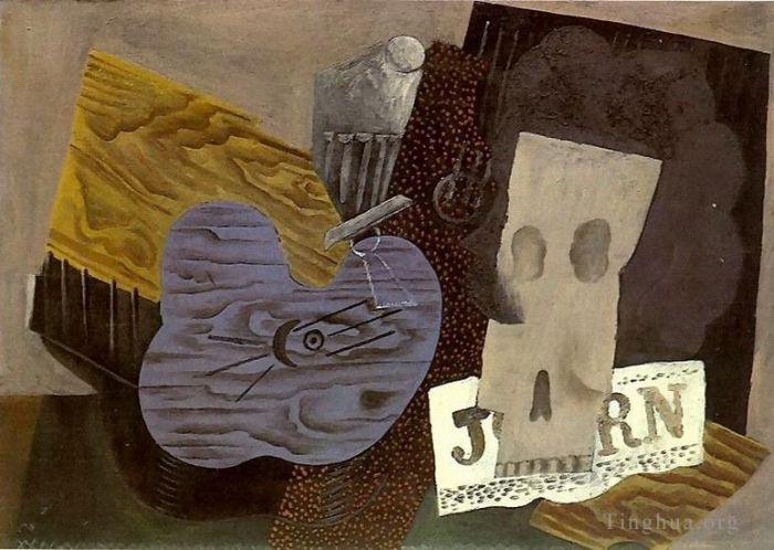 Pablo Picasso Andere Malerei - Gitarrenkran und Zeitschrift 1913