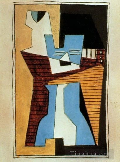 Pablo Picasso Andere Malerei - Gitarre und Komposition auf einem Tisch 1920