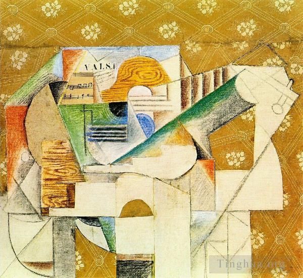 Pablo Picasso Andere Malerei - Gitarre und Feuille de Musique 1912
