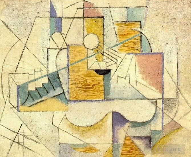 Pablo Picasso Andere Malerei - Gitarre auf einem Tisch II 1912