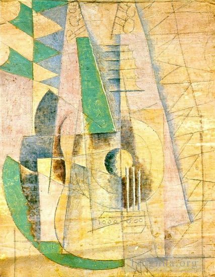 Pablo Picasso Andere Malerei - Guitare verte qui etend 1912