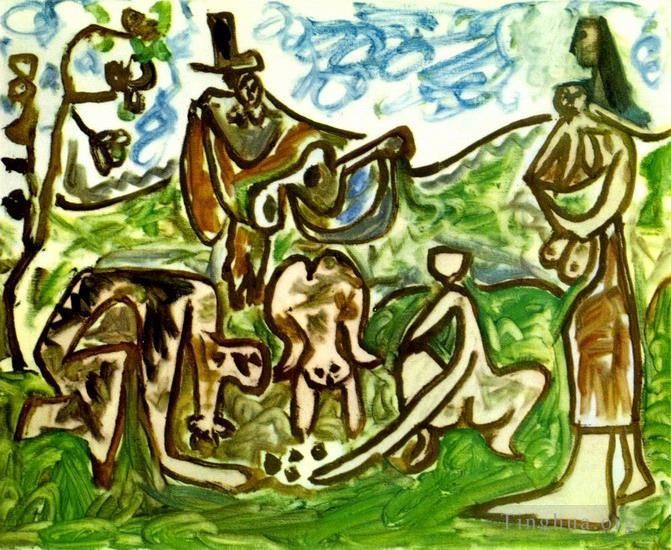 Pablo Picasso Andere Malerei - Gitarrist und Persönlichkeiten in einem Konzert 1960