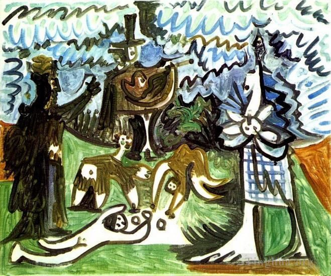 Pablo Picasso Andere Malerei - Guitariste et personnages dans un paysage III 1960