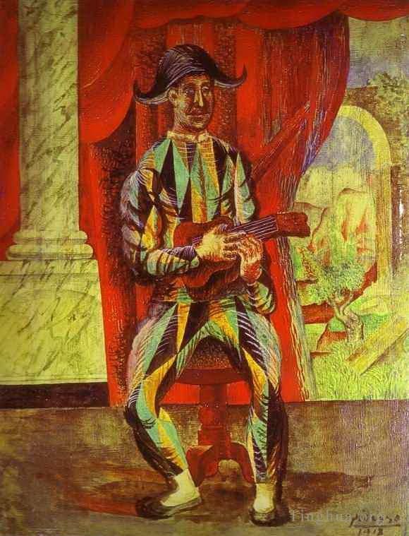 Pablo Picasso Andere Malerei - Harlekin mit Gitarre 1917