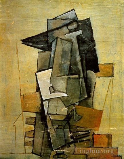 Pablo Picasso Andere Malerei - Homme assistis 1915