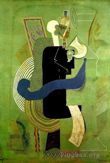 Pablo Picasso Andere Malerei - Homme assis au verre Femme et homme 1914