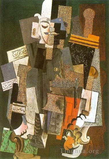 Pablo Picasso Andere Malerei - Homme au chapeau melon assis dans un fauteuil 1915