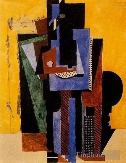 Pablo Picasso Andere Malerei - Homme aux mains croisees erhalten einen Tisch von 1916