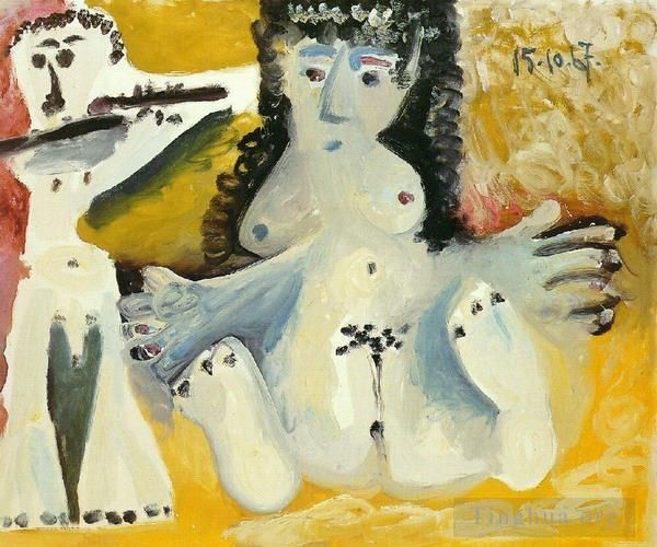 Pablo Picasso Andere Malerei - Homme et Femme Nue 4 1967