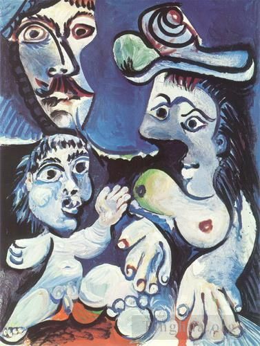 Pablo Picasso Andere Malerei - Homme Femme et Enfant 1970