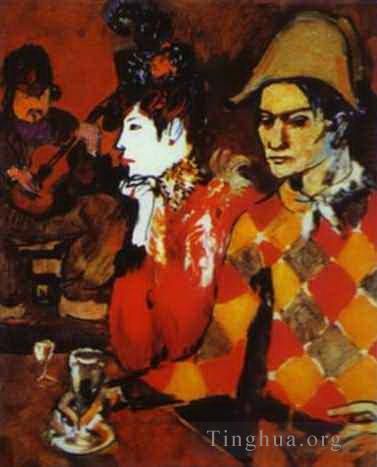 Pablo Picasso Andere Malerei - In Lapin Agile oder Harlequin with a Glass 1905