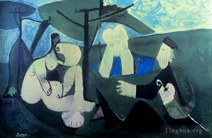Pablo Picasso Andere Malerei - Le dejenuer sur l'herbe Manet 4 1960