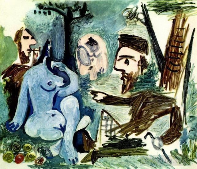 Pablo Picasso Andere Malerei - Le dejeuner sur l'herbe Manet 4 1961