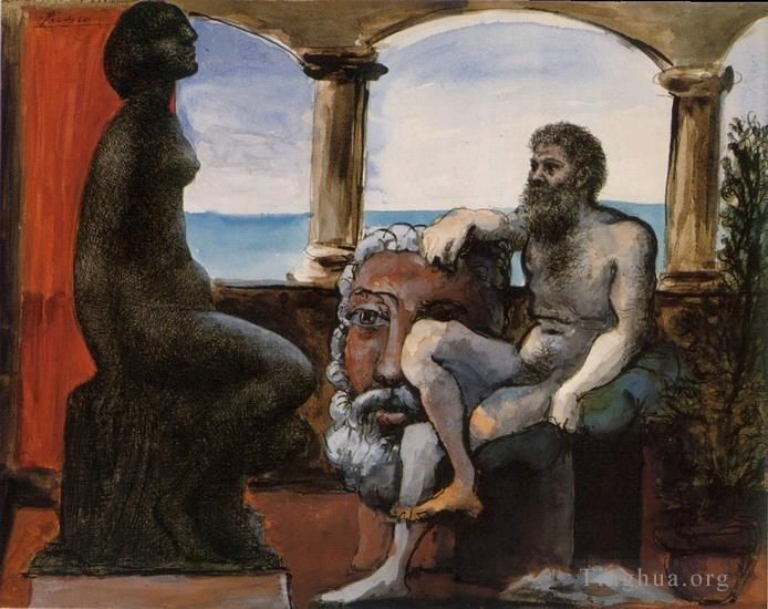 Pablo Picasso Andere Malerei - Le sculpteur et sa Statue 1933