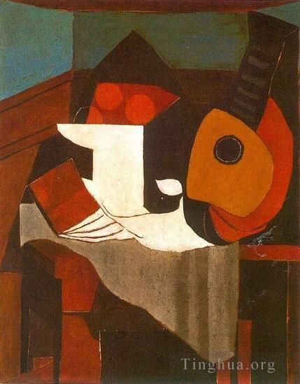 Pablo Picasso Andere Malerei - Livre compotier et mandoline 1924