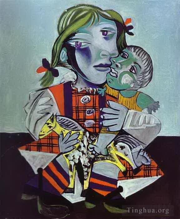 Pablo Picasso Andere Malerei - Maya Picassos Tochter mit einer Puppe 1938