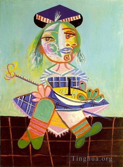 Pablo Picasso Andere Malerei - Maya zu zweit und halb mit einem Boot 1938