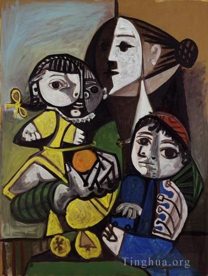 Pablo Picasso Andere Malerei - Mere aux enfants al orange 1951