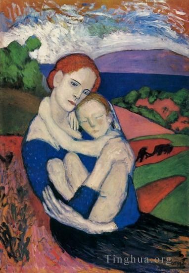 Pablo Picasso Andere Malerei - Mere et enfant La Maternite Meremieter l enfant 1901