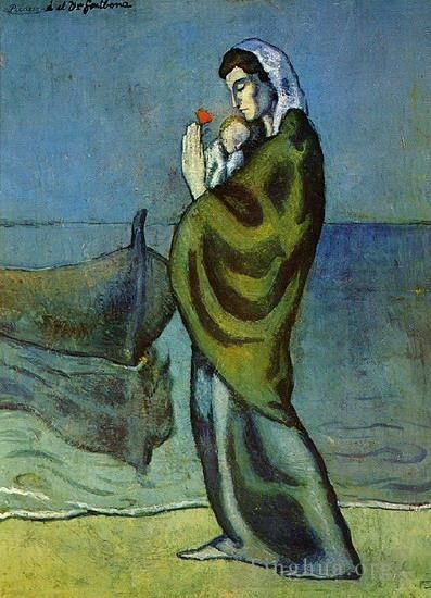 Pablo Picasso Andere Malerei - Mere et enfant sur le rivage 1902