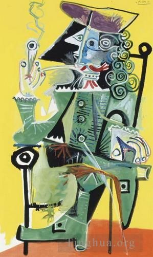 Pablo Picasso Andere Malerei - Mousquetaire a la Pipe 3 1968