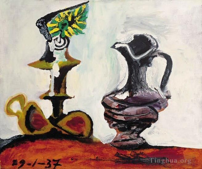 Pablo Picasso Andere Malerei - Nature morte a la bougie l 1937