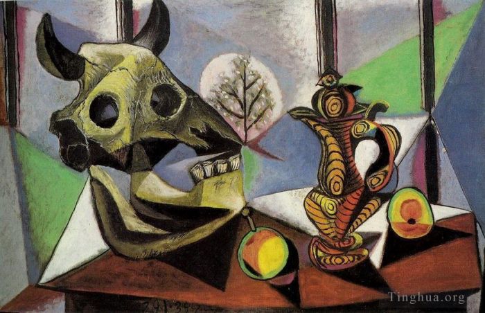 Pablo Picasso Andere Malerei - Nature Morte au Crane de Taureau 1939