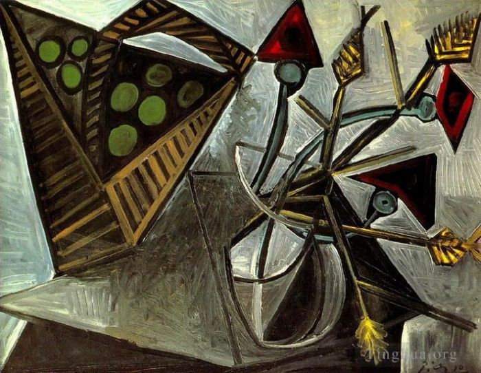 Pablo Picasso Andere Malerei - Nature morte au panier de Fruits 1942