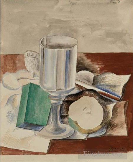 Pablo Picasso Andere Malerei - Nature morte au verre et a la pomme 1914