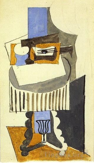 Pablo Picasso Andere Malerei - Nature morte sur un gueridon devant une fenetre ouverte 1919